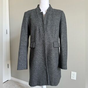 Zara Grey Herringbone Dress Coat Size Medium